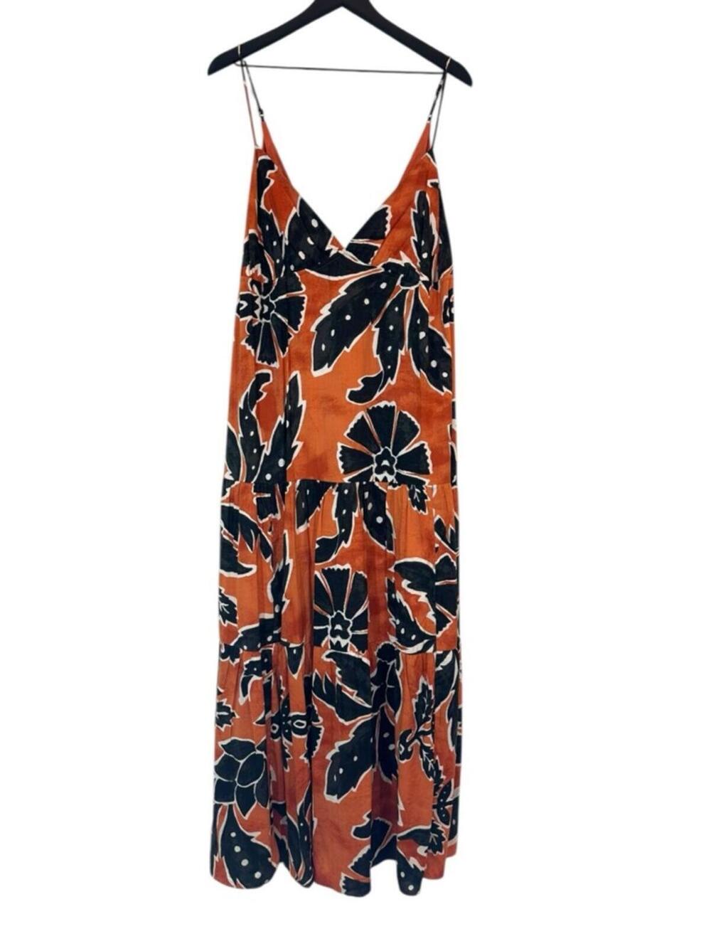 H&M Orange and Black Tropical Floral Maxi Dress